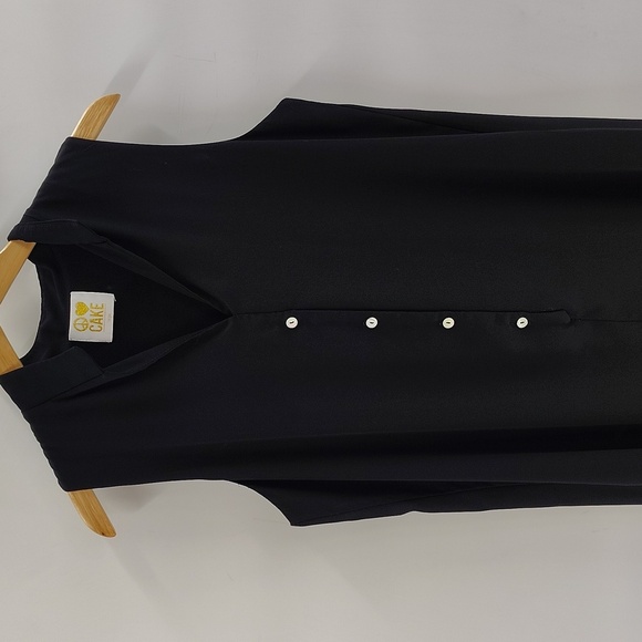 CAKE Pullover Black Dress Size Large Sleeveless Flowy V Neckline - Picture 2 of 7
